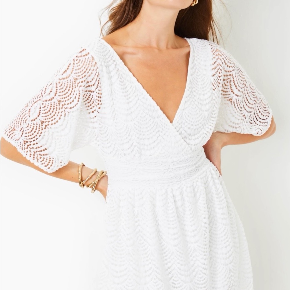 NWT Lilly Pulitzer White Scalloped Lace Parigi Romper Skort XL Sold Out